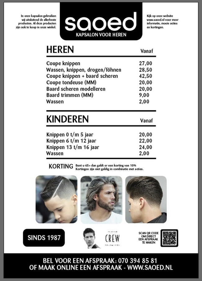 Kapper Rijswijk Prijzen
